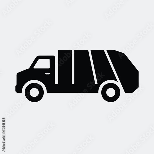 Silhouette garbage truck side view waste collection vector illustration