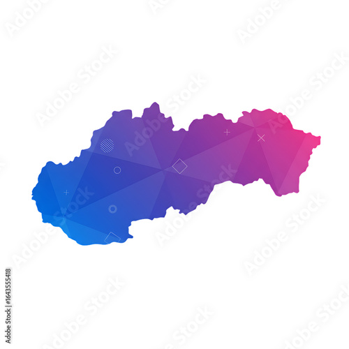 Abstract Blue and Pink Map of Slovakia