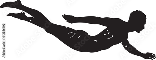 Vector silhouette of a woman with her hand showing a specific gesture, creating a striking black illustration