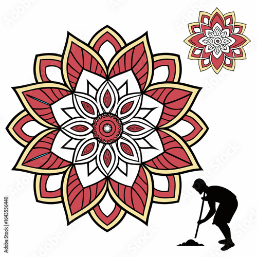 a person digging a hole in a flower

