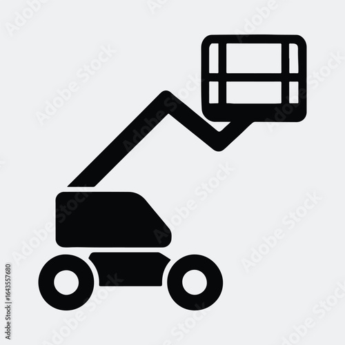 Silhouette lift platform construction equipment engineering vector illustration