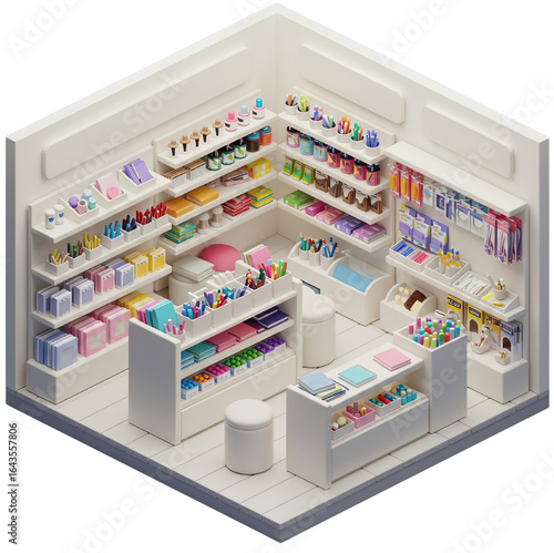 Isometric Interior, Stationery Store, Space Design