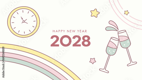 Golden 2028 New Year Fireworks Celebration