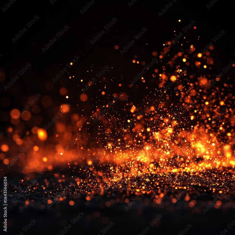 Fototapeta premium Enchanting Pumpkin Nature Scene Under Fall Atmosphere with Sparkling Fire Embers