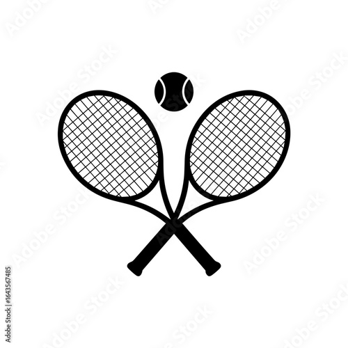 Tennis Match Action with Rackets and Ball, Sports Theme, Illustrative Design, Dynamic Art