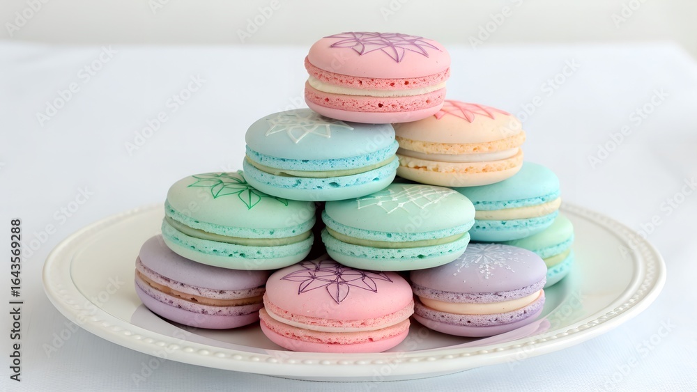 Fototapeta premium colorful-macaron-stack-in-pastel-tones----