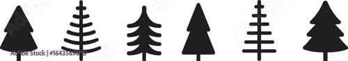 Christmas Tree icon set.Pixel Perfect. For Mobile and Web. Contains such icons as Christmas Tree, Nature, Holiday, Christmas, Pine Tree, Winter.Vector illustration of pine silhouette.