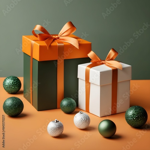 Minimalist Holiday Greeting: Orange, Green, and White Aestheti
