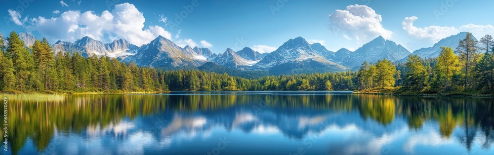 Fototapeta premium Tranquil Mountain Lake Reflected in Still Waters