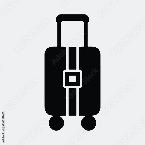 Silhouette luggage bag on wheels travel journey vector illustration