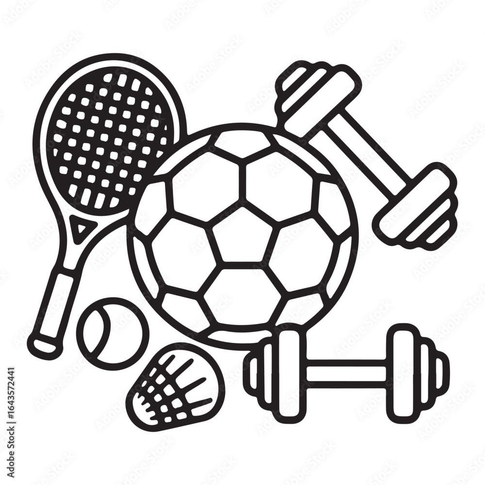 Obraz premium Sports equipment silhouette set