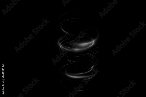 Twirl, wind, whirlpool, light, motion PNG with glowing vortex and glistering winter swirl. Three-dimensional tornado PNG on transparent background. Overlay for whirlwind or magical effect design.