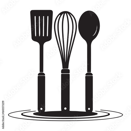 Cooking tools black vector illustration