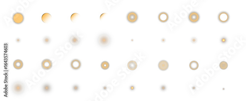 Abstract, circle, set, background, gold PNG with soft blur and pastel colours. Bright holographic PNG on transparent background. Overlay for business, design, or aesthetic template.