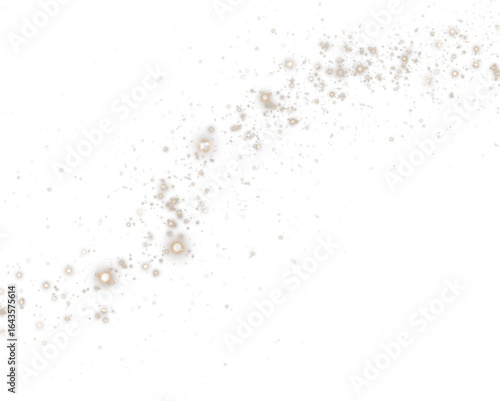 Sparkle, powder, bokeh, glitter, gold dust PNG with festive spray and glam shine. Christmas stardust PNG on transparent background. Overlay for party, luxury card, or celebration explosion effect.