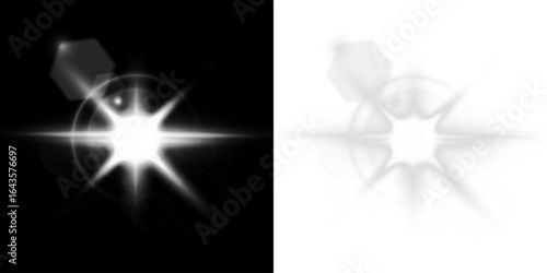 White, star, glow, ray, burst in PNG with glowing star. This PNG Overlay on transparent background adds sparkle and bright cosmic energy to abstract or radiant design projects