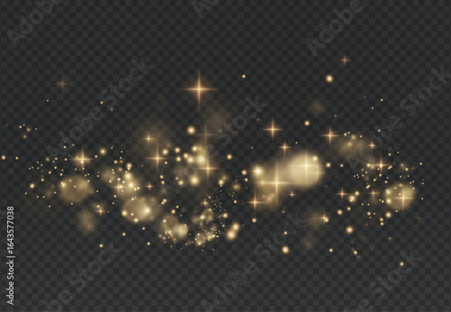 Dust, gold, sparkle, light, magic in PNG particles. This PNG Overlay with transparent background creates a glamorous, bright, and festive look for luxury celebration design