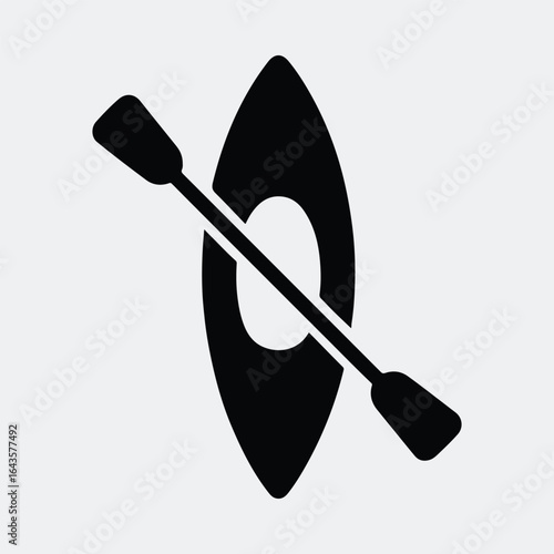 Silhouette of a kayak and paddle sports icon vector illustration