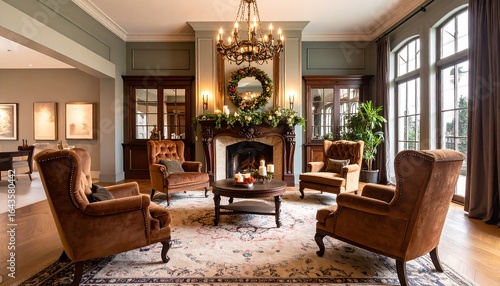 Wallpaper Mural Elegant living room with holiday decor Torontodigital.ca