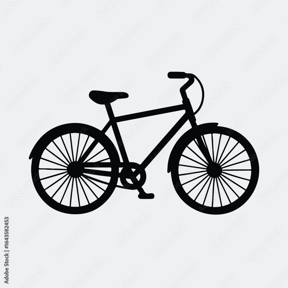Fototapeta premium Silhouette of classic bicycle black and white isolated vector illustration