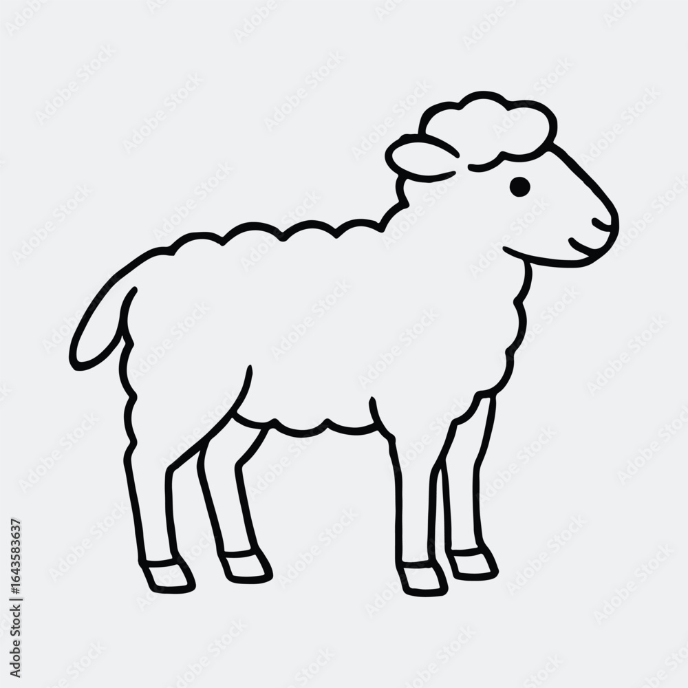 Fototapeta premium Silhouette of cute sheep standing isolated on white background vector illustration