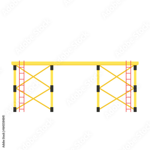 Scaffolding. Vector flat design aluminum prefabricated scaffolding isolated illustration white background.