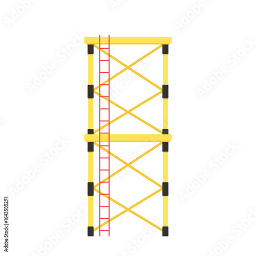 Scaffolding. Vector flat design aluminum prefabricated scaffolding isolated illustration white background.