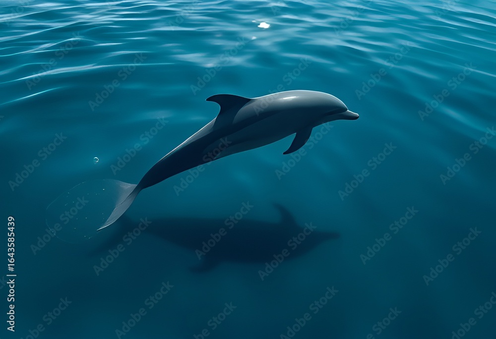 Fototapeta premium Dolphin Shadow The sleek shape of a dolphin leaping in the water