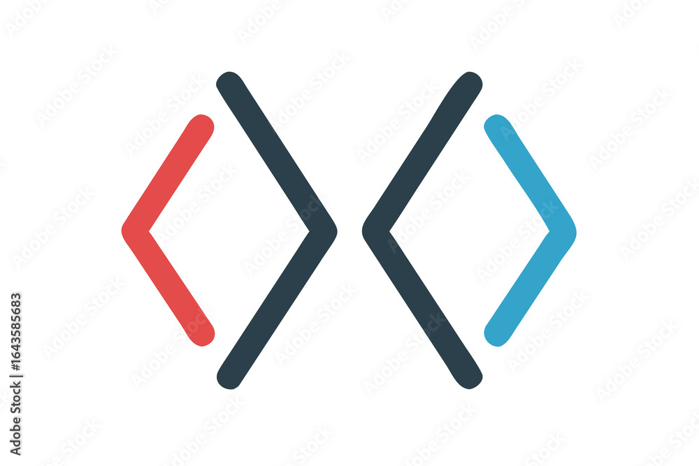 Obraz premium Abstract geometric shapes resembling code brackets on a dark background