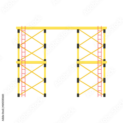 Scaffolding. Vector flat design aluminum prefabricated scaffolding isolated illustration white background.