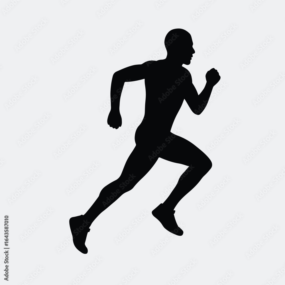 Naklejka premium Silhouette of running man athlete sprinter fitness vector illustration