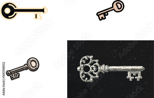 Ssorted vintage keys on security EPS