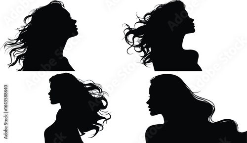 Female Silhouettes, Hair, Profile EPS