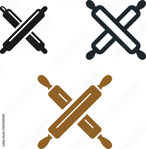 Crossed rolling pins, bakery concept EPS