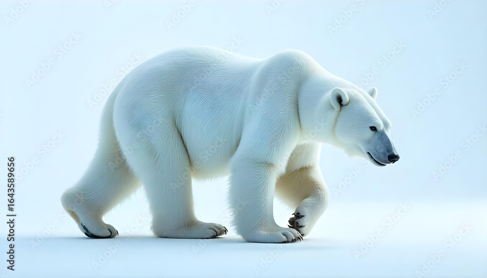 Fototapeta premium Polar white bear walking isolated 
