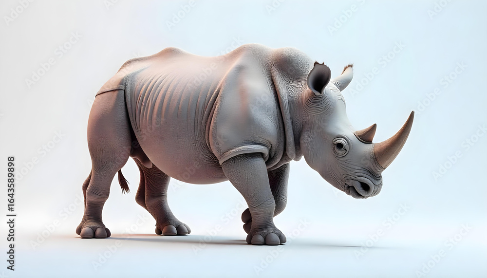 Fototapeta premium rhinoceros walking isolated on white background