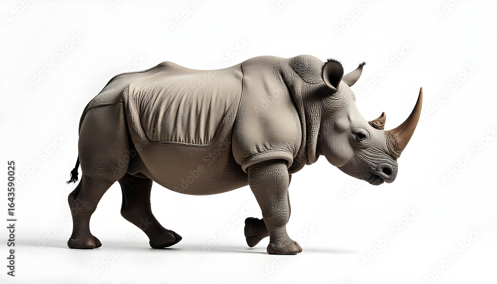 Obraz premium rhinoceros walking isolated on white background