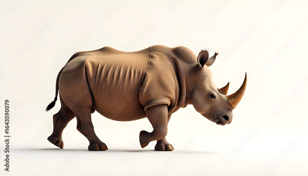 Fototapeta premium rhinoceros walking isolated on white background