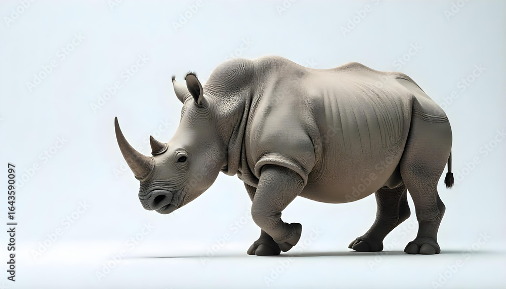 Obraz premium rhinoceros walking isolated on white background