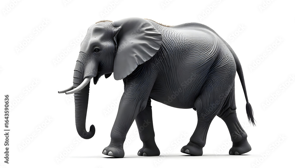 Obraz premium elephant walking isolated on white background