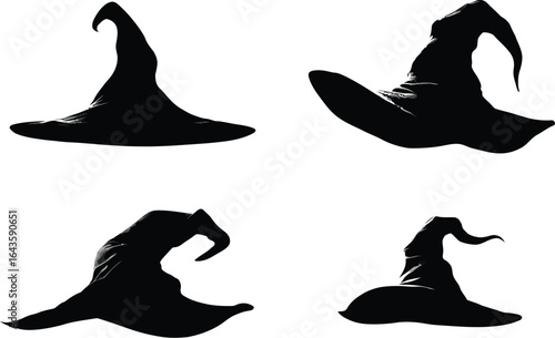 Black witch hats, halloween EPS