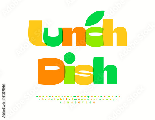 Vector Cooking sign Lunch Dish. Transparent Watercolor Font. Awesome Colorful Alphabet Letters and Numbers set