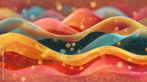 Abstract waves in vibrant colors creating a mesmerizing pattern with a dreamy atmosphere.