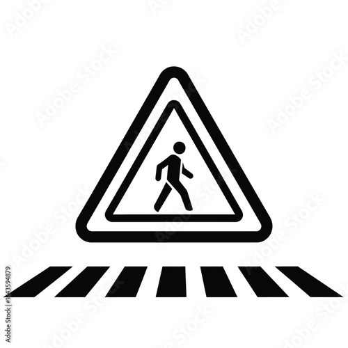 Pedestrian Crossing Symbol and Zebra Crossing Road Safety Awareness