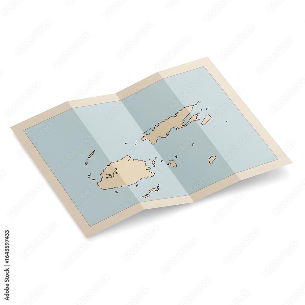 Obraz premium Folded paper map of Fiji island