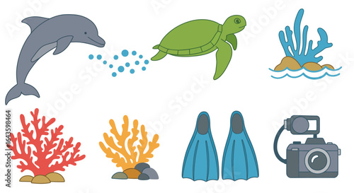 set of sea animals vector illustration