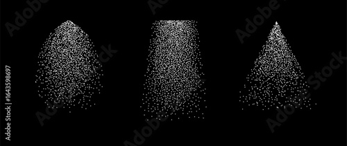 Sugar powder falling texture set. White salt falling down. Flour or baking powder sprinkling