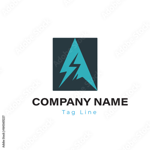 Free Download Letter A and Lightning Bolt Monogram Logo: Abstract Electric Energy and Mountain Peak Emblem, Representing Power, Technology, High Performance, and Finance or IT Startup Branding - GFXLoad