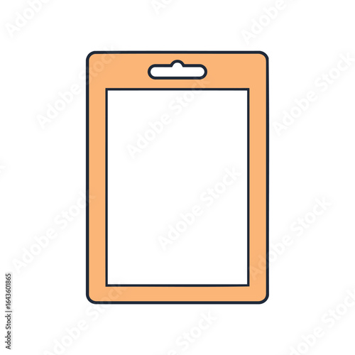 Simple notepad or clipboard illustration with a hole for hanging.