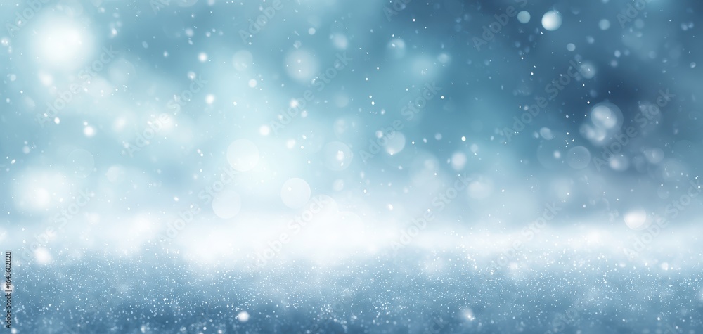 Fototapeta premium The Enchanting Blue Snow Background with Soft Bokeh Effect